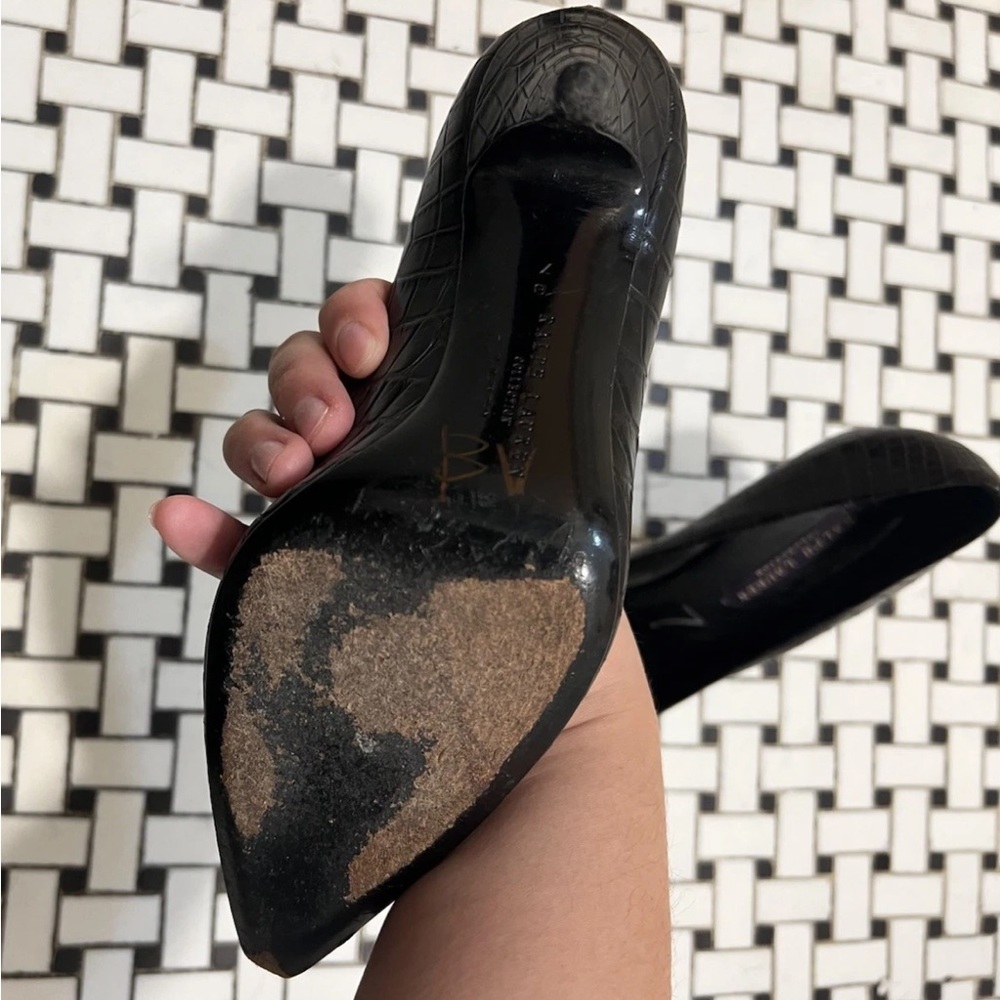 Ralph Lauren Purple Collection Black Croc Embossed Pumps size 7B Made in Italy - Picture 5 of 9